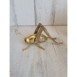 Vintage brass Grasshopper moveable metal figure decor insect